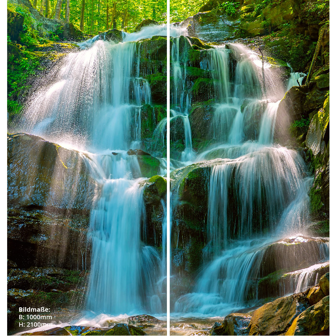 Duschrückwand Wasserfall Ukraine Karpaten über Eck Set