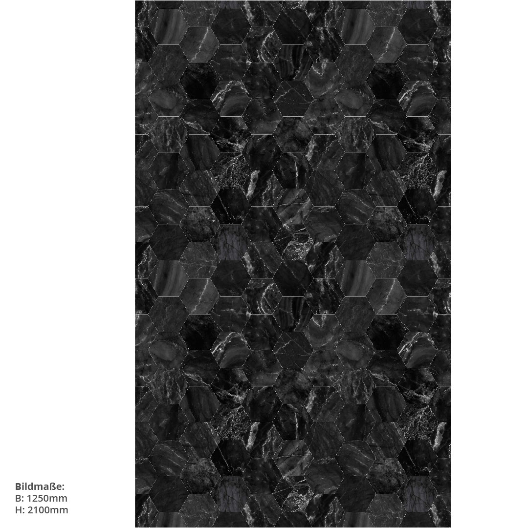Duschrückwand Marmor schwarz Hexagon