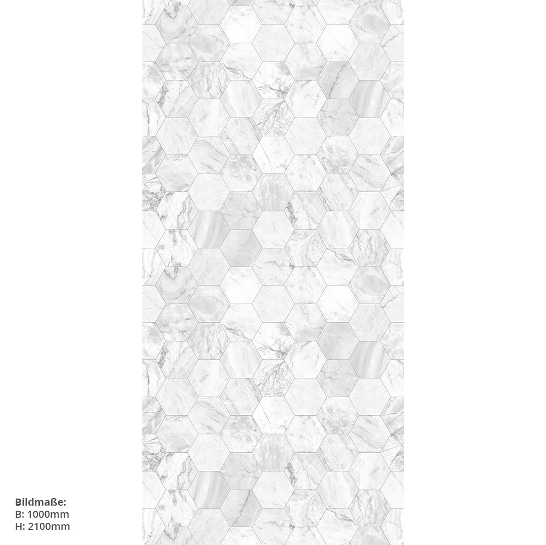 Duschrückwand Marmor weiss Hexagon 100 x 210 cm