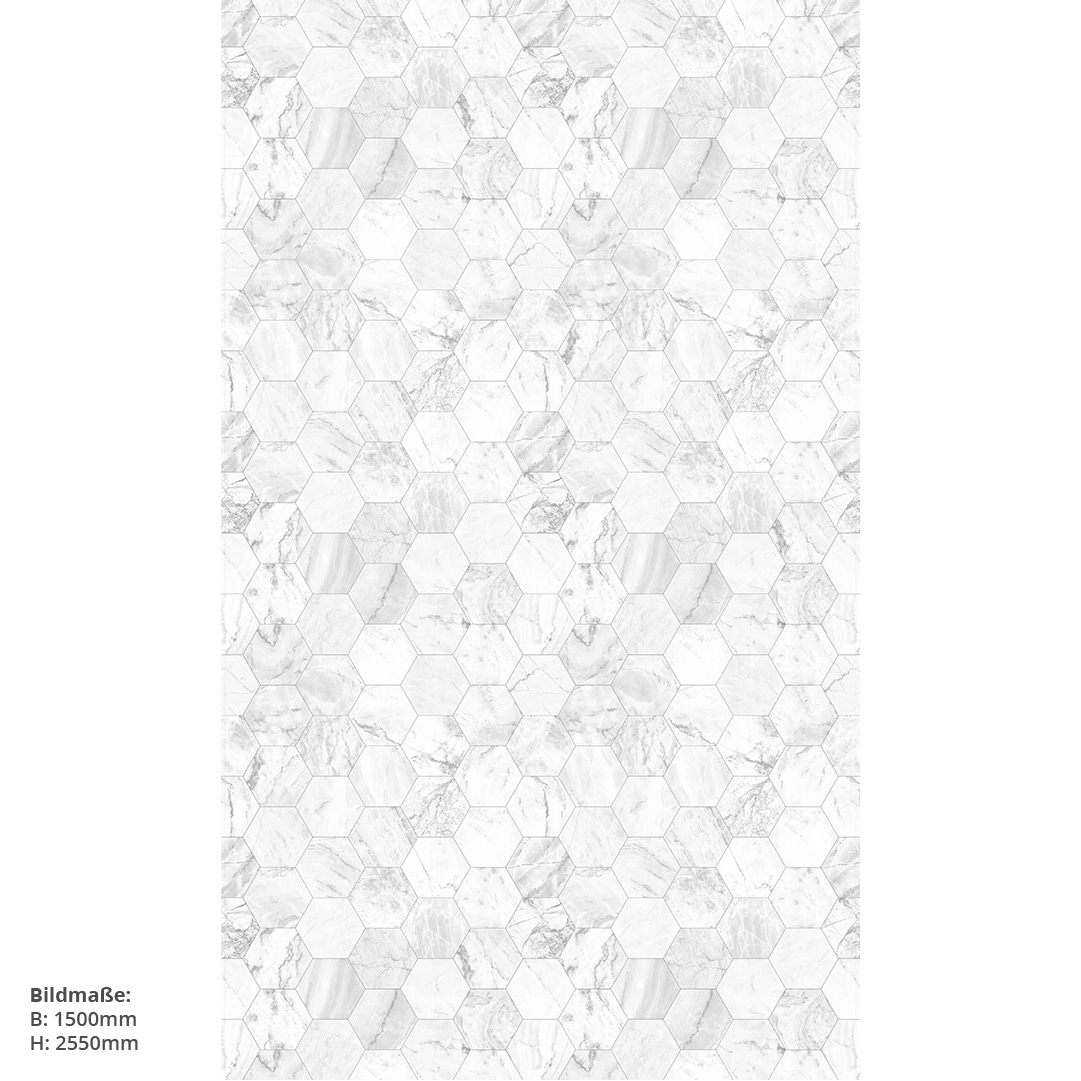 Duschrückwand Marmor weiß Hexagon 150 x 255 cm
