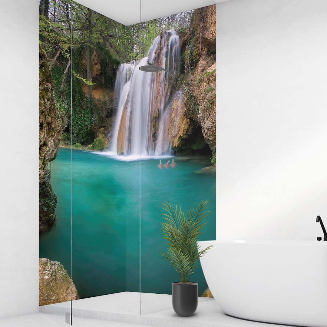 Duschrückwand Blederija Wasserfall Serbien über Eck Set
